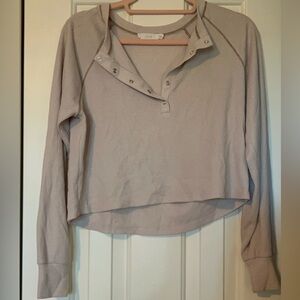 Lush Beige Long Sleeve Henley Top